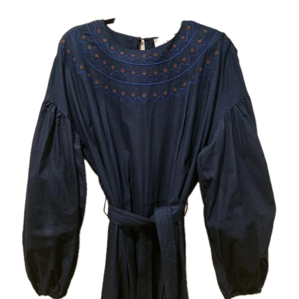 Elegant Navy Blue Embroidered Dress